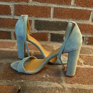 J Crew Blue Suede block heel